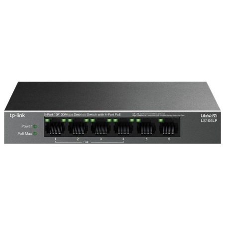 Tp-Link | 6-Port 10/100 Mbps Desktop Switch with 4-Port PoE | LS106LP | Unmanaged | Desktop