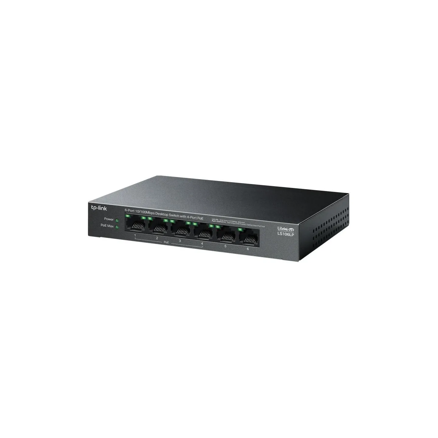 Tp-Link | 6-Port 10/100 Mbps Desktop Switch with 4-Port PoE | LS106LP | Unmanaged | Desktop