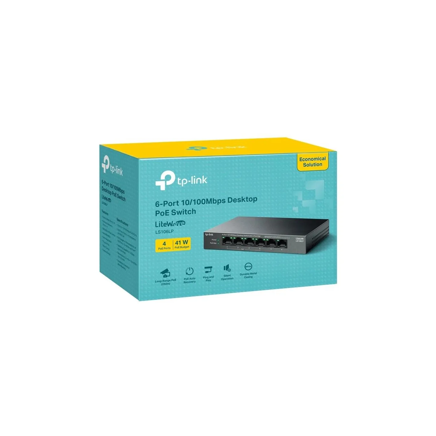 Tp-Link | 6-Port 10/100 Mbps Desktop Switch with 4-Port PoE | LS106LP | Unmanaged | Desktop