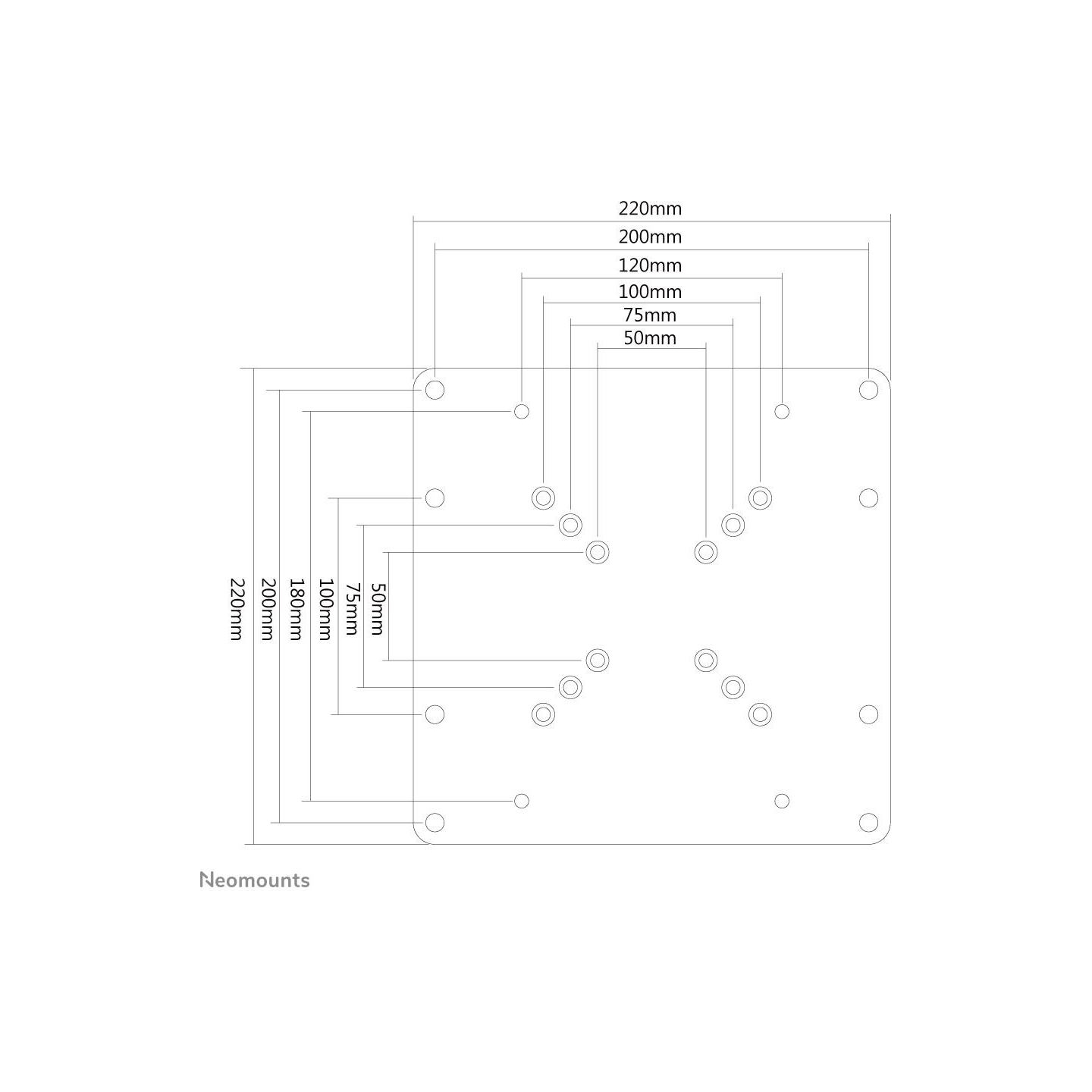 Neomounts NEWSTAR VESA CONVERSION PLATE - VESA 75&100 TO 200X100 & 200X200 - SILVER