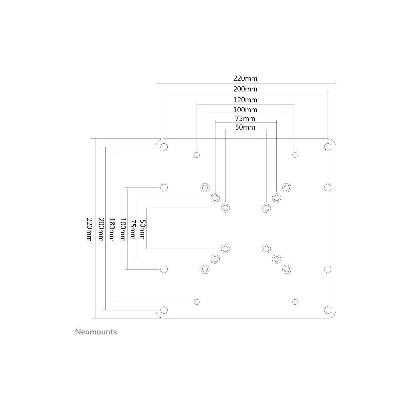 Neomounts NEWSTAR VESA CONVERSION PLATE - VESA 75&100 TO 200X100 & 200X200 - SILVER