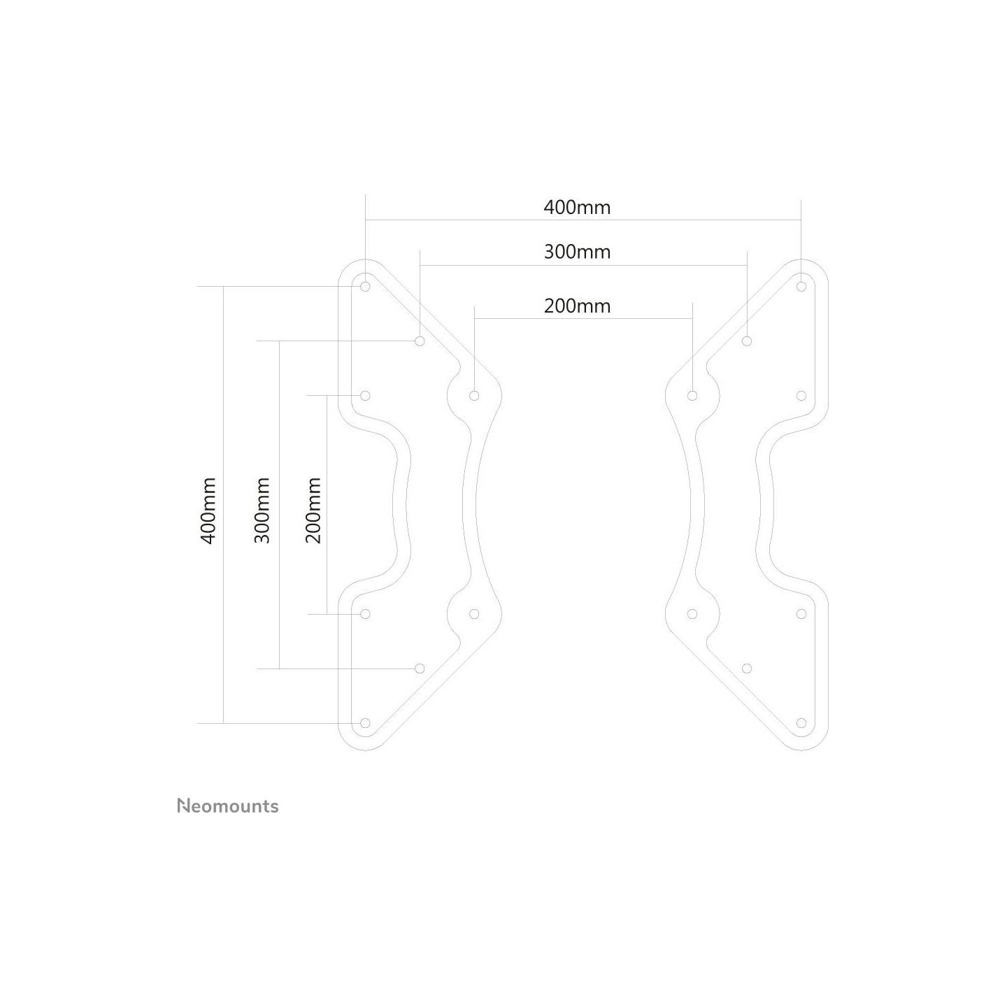 Neomounts NEWSTAR VESA CONVERSION PLATE - VESA 200X200 TO 400X200, 400X400 - BLACK
