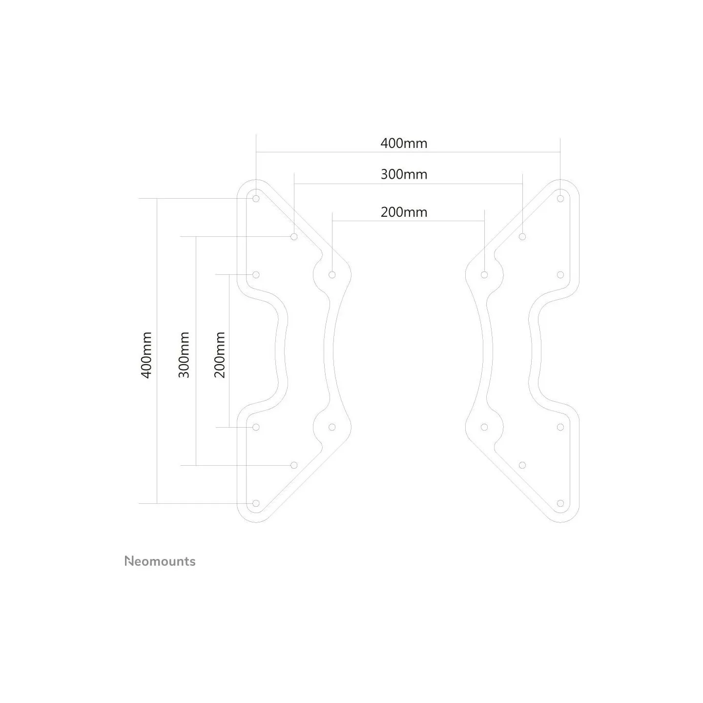 Neomounts NEWSTAR VESA CONVERSION PLATE - VESA 200X200 TO 400X200, 400X400 - BLACK