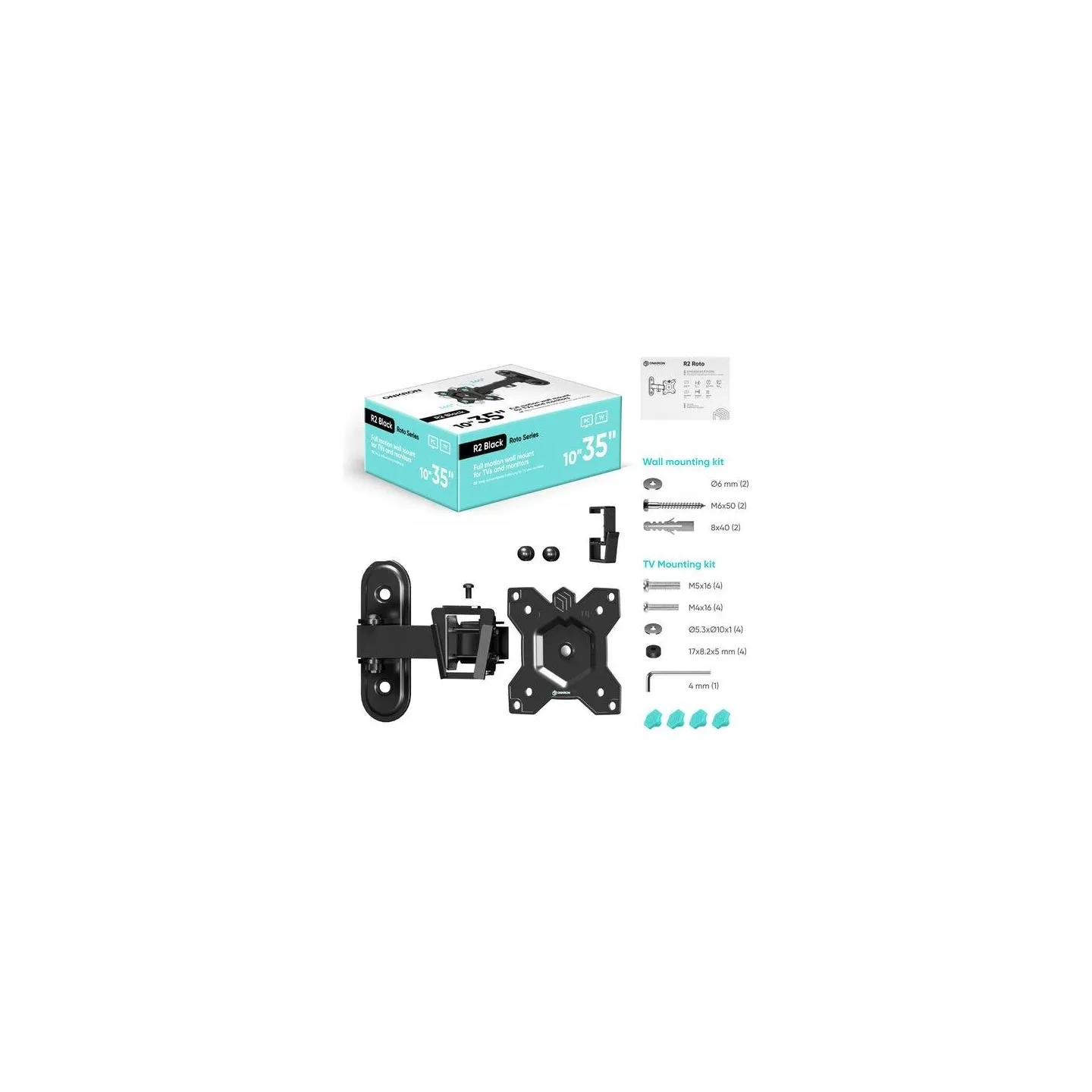 Onkron TV SET ACC WALL MOUNT /10-35"/BLACK R2-B ONKRON