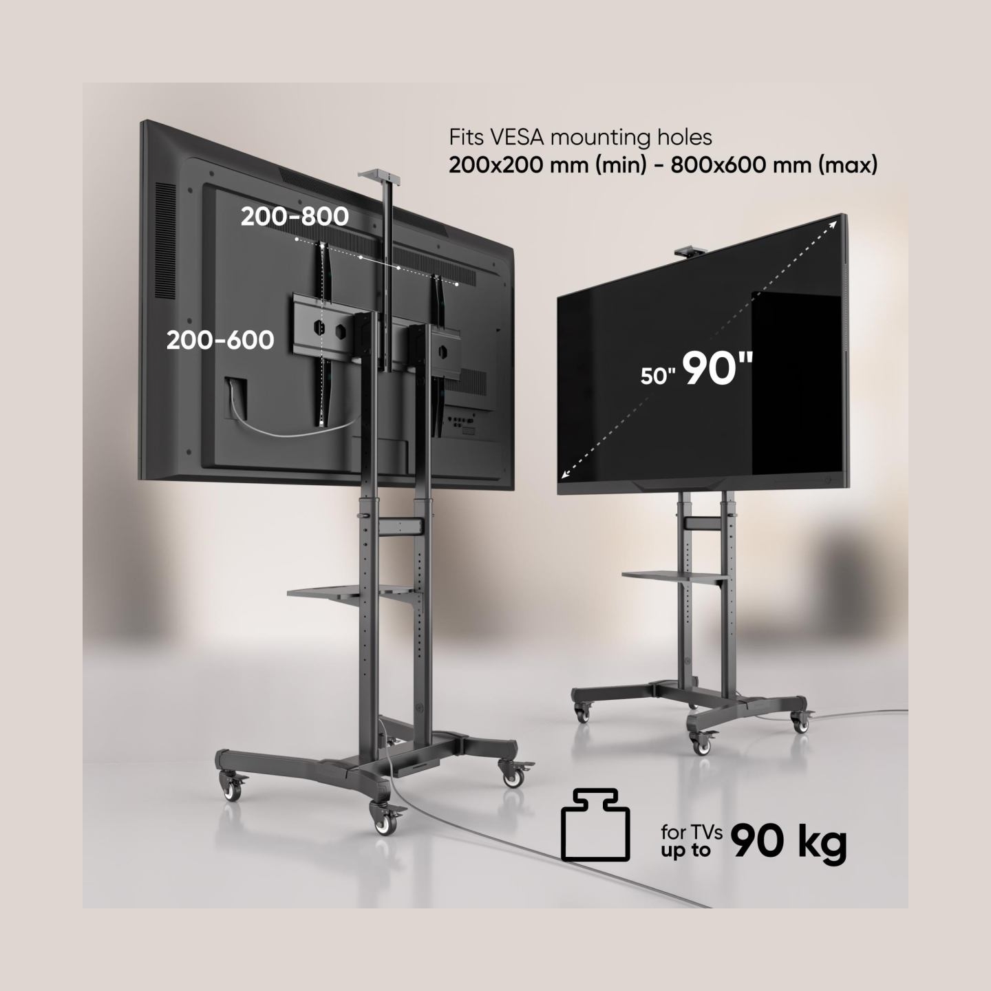 Onkron TV SET ACC MOBILE STAND/50-90"/BLACK TS1891-B ONKRON