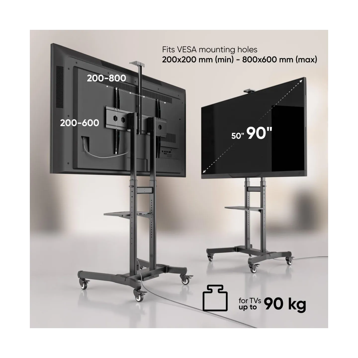 Onkron TV SET ACC MOBILE STAND/50-90"/BLACK TS1891-B ONKRON