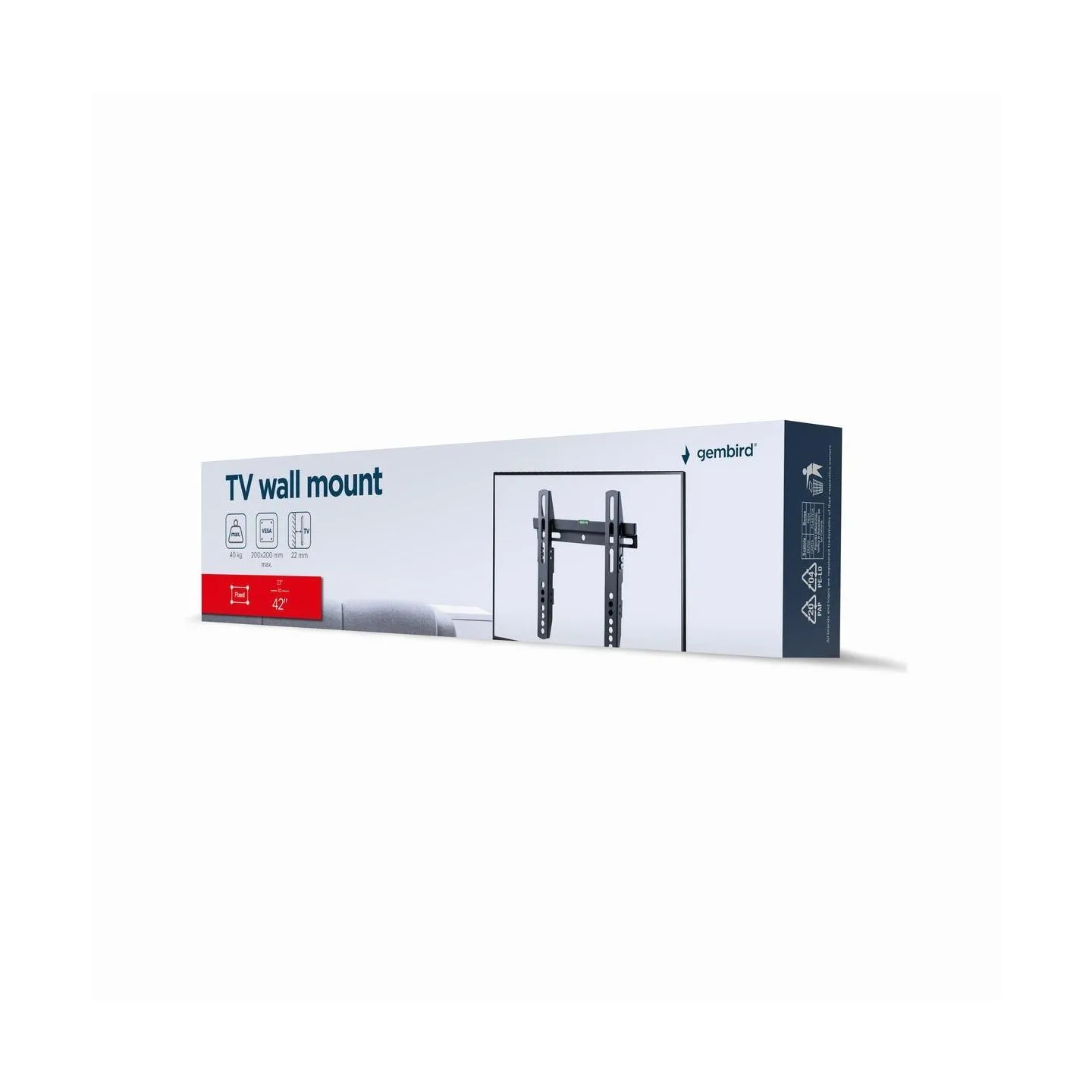 Gembird | Wall mount | WM-42F-02 | Fixed | 23-42 " | Black