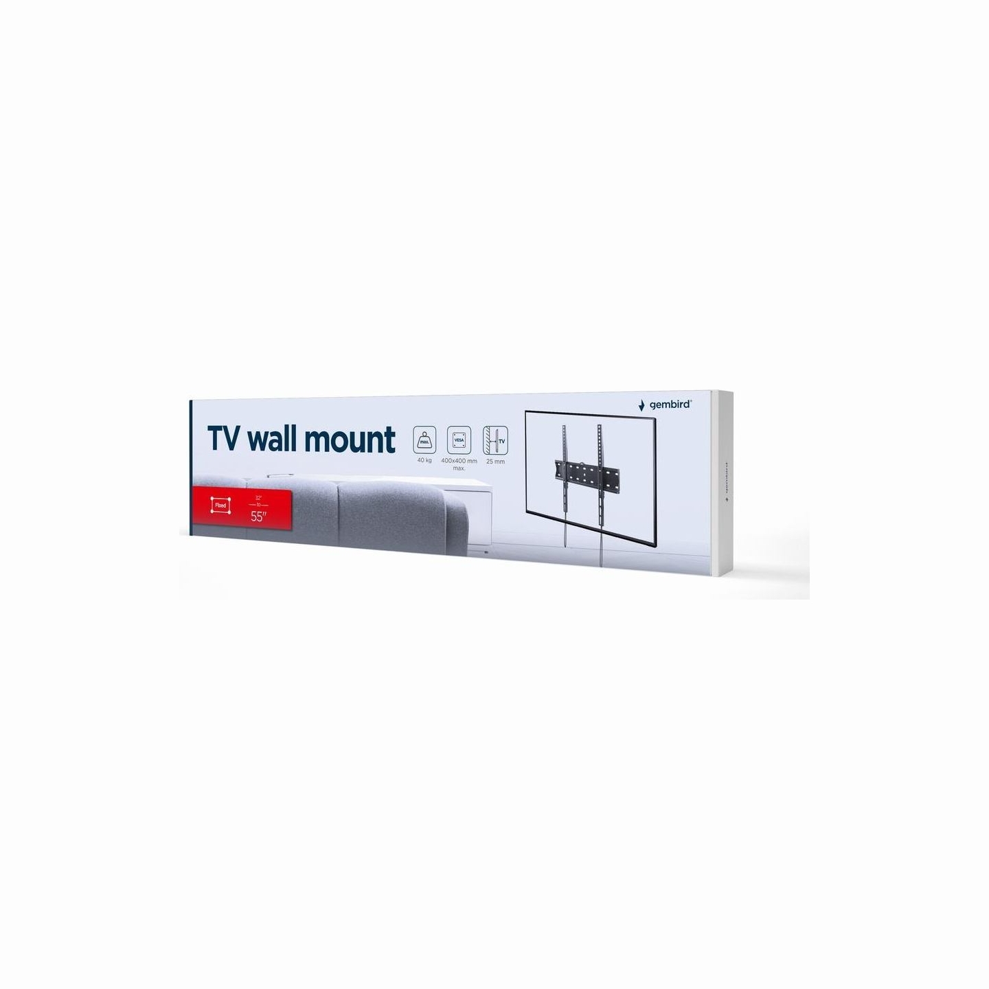 Gembird | Wall mount | WM-55F-02 | Fixed | 32-55 " | Maximum weight (capacity) 40 kg | Black