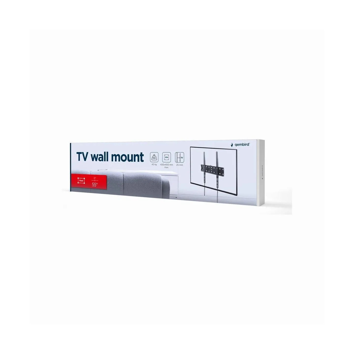Gembird | Wall mount | WM-55F-02 | Fixed | 32-55 " | Maximum weight (capacity) 40 kg | Black