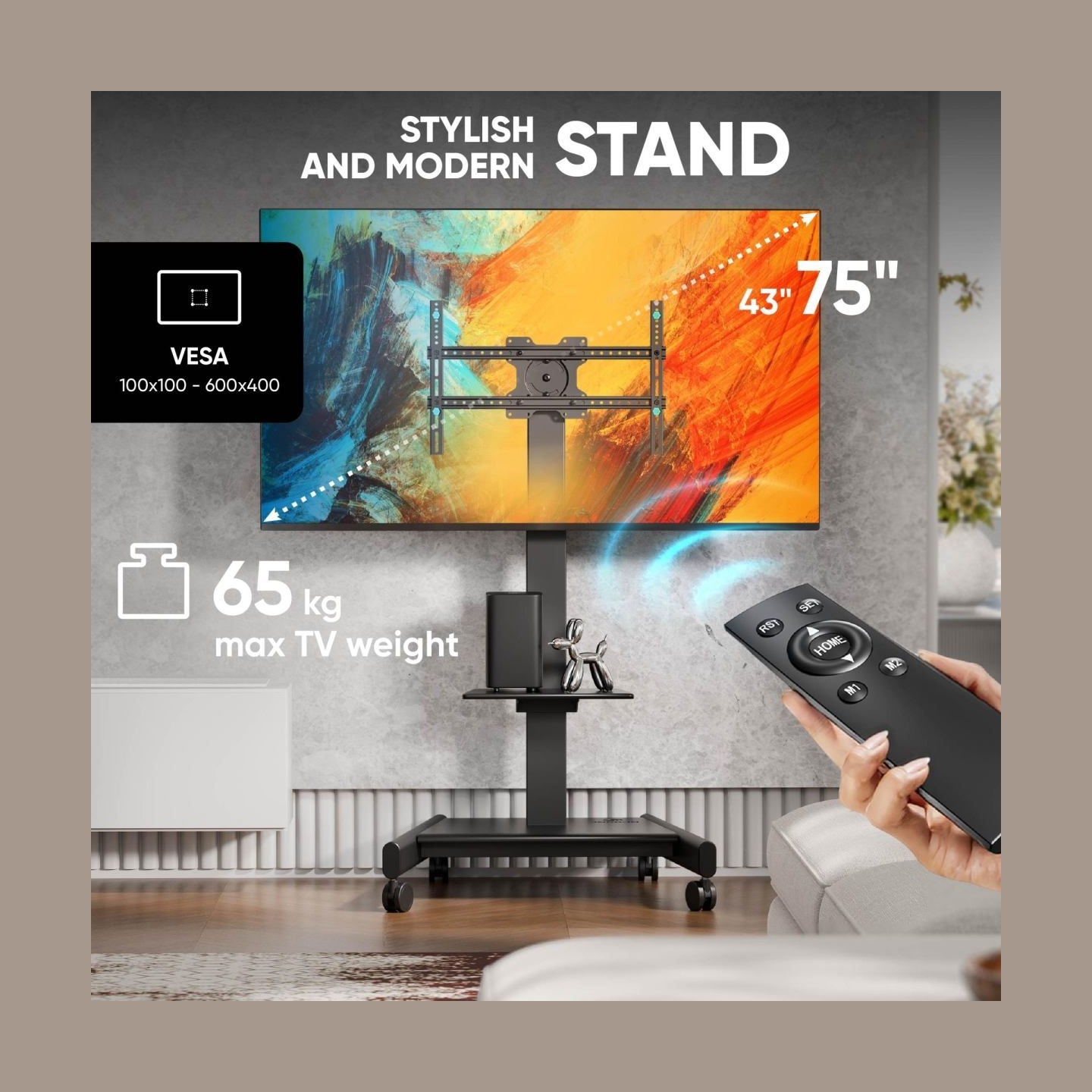 Onkron TV SET ACC MOBILE STAND/43-75"/BLACK TS1552E-B ONKRON
