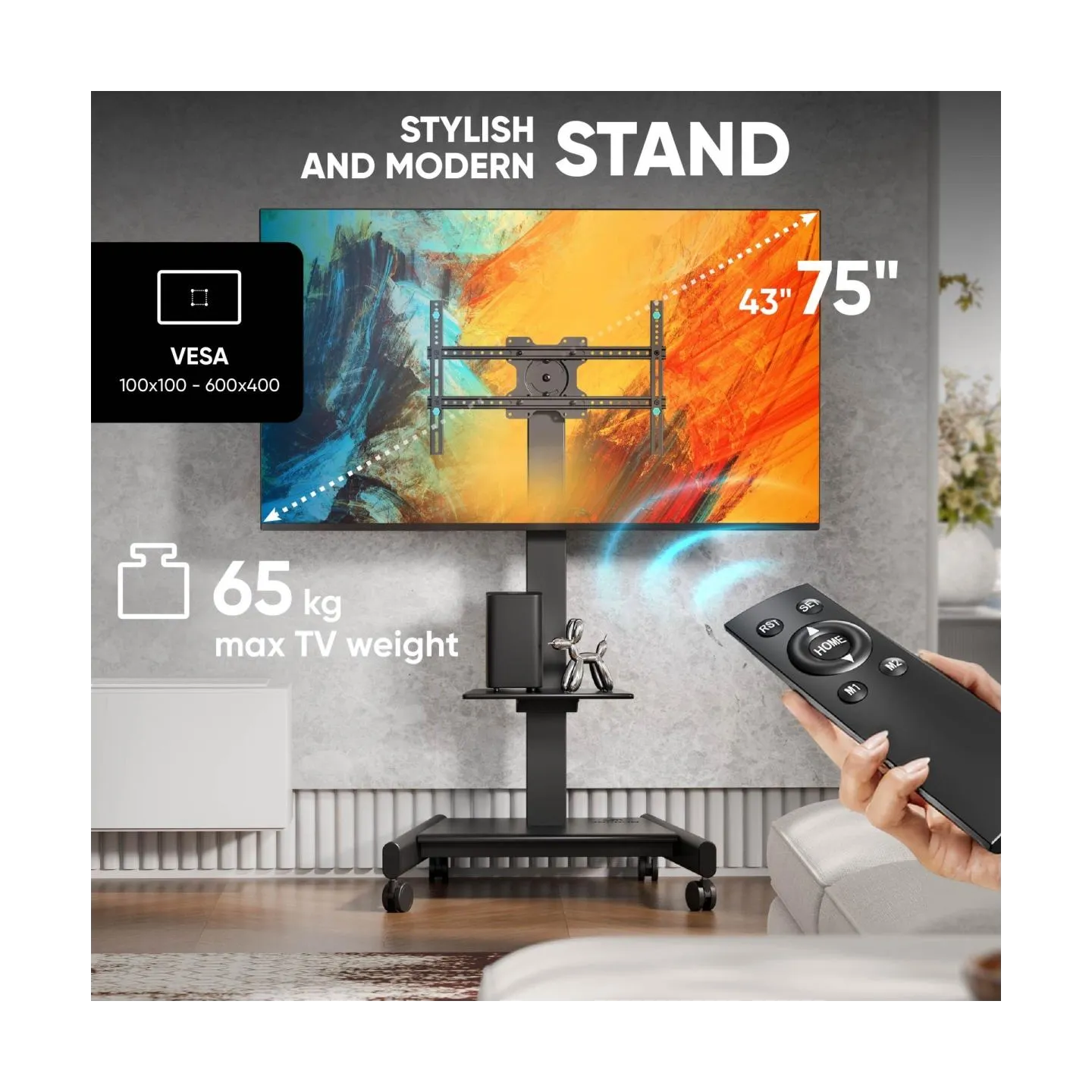 Onkron TV SET ACC MOBILE STAND/43-75"/BLACK TS1552E-B ONKRON