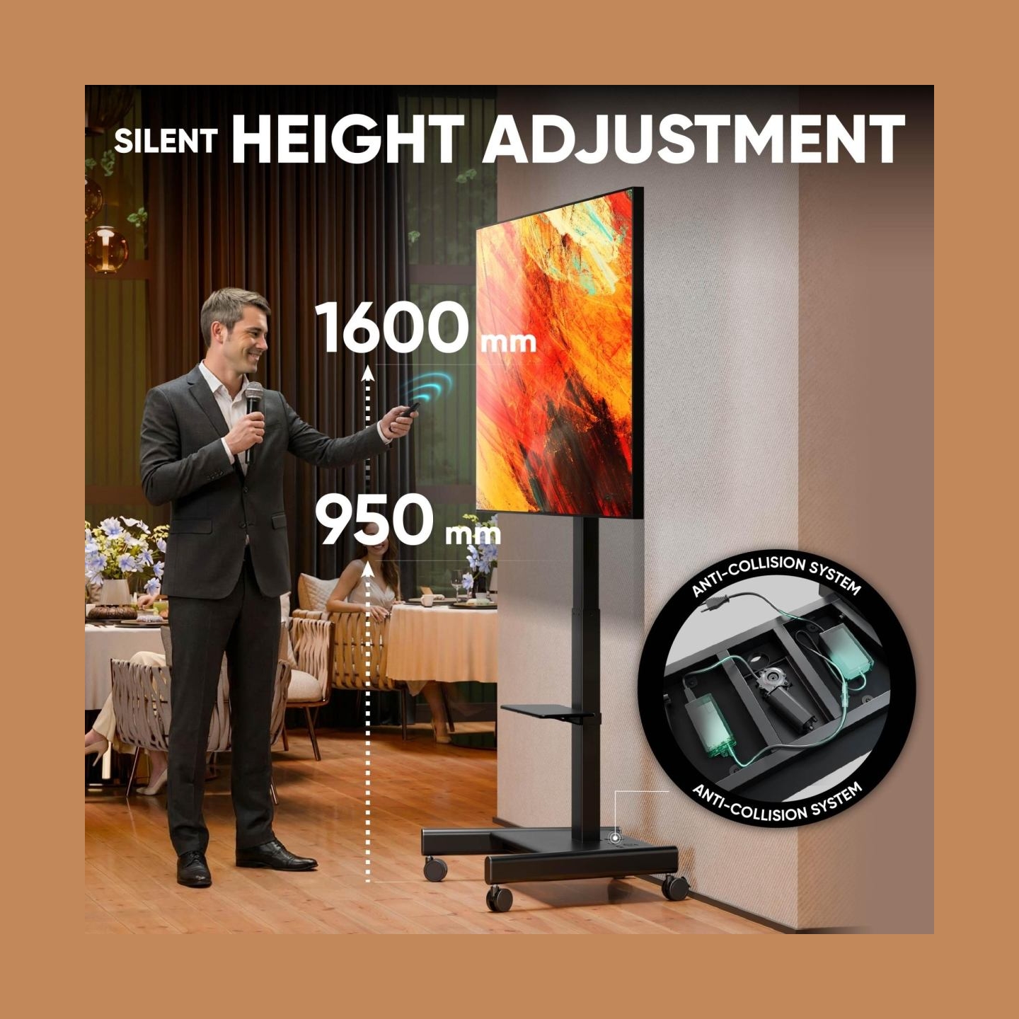 Onkron TV SET ACC MOBILE STAND/43-75"/BLACK TS1552E-B ONKRON