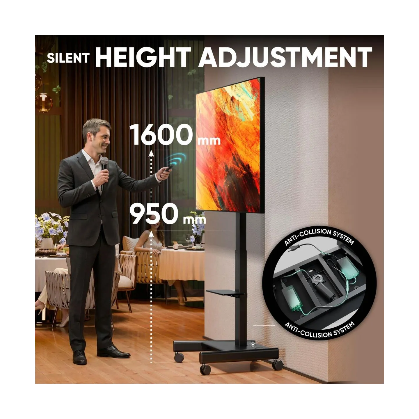 Onkron TV SET ACC MOBILE STAND/43-75"/BLACK TS1552E-B ONKRON