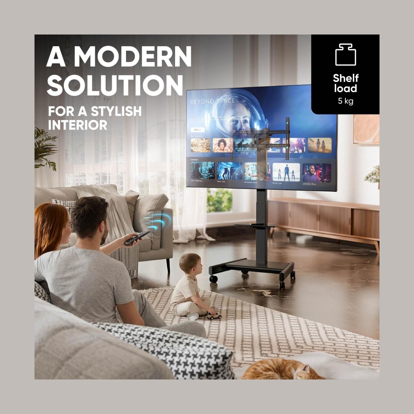 Onkron TV SET ACC MOBILE STAND/43-75"/BLACK TS1552E-B ONKRON