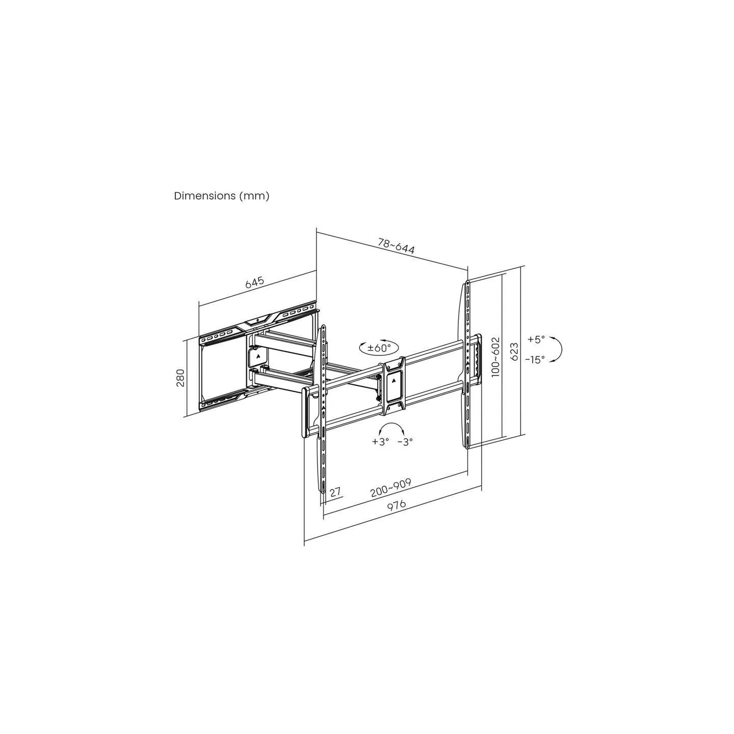 Gembird Full-motion TV wall mount 50-105