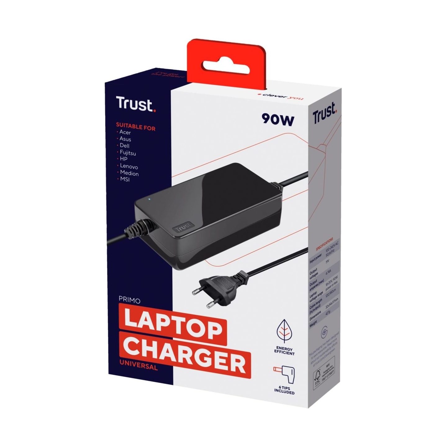 Trust NB ACC AC ADAPTER 90W PRIMO/BLACK 22142 TRUST