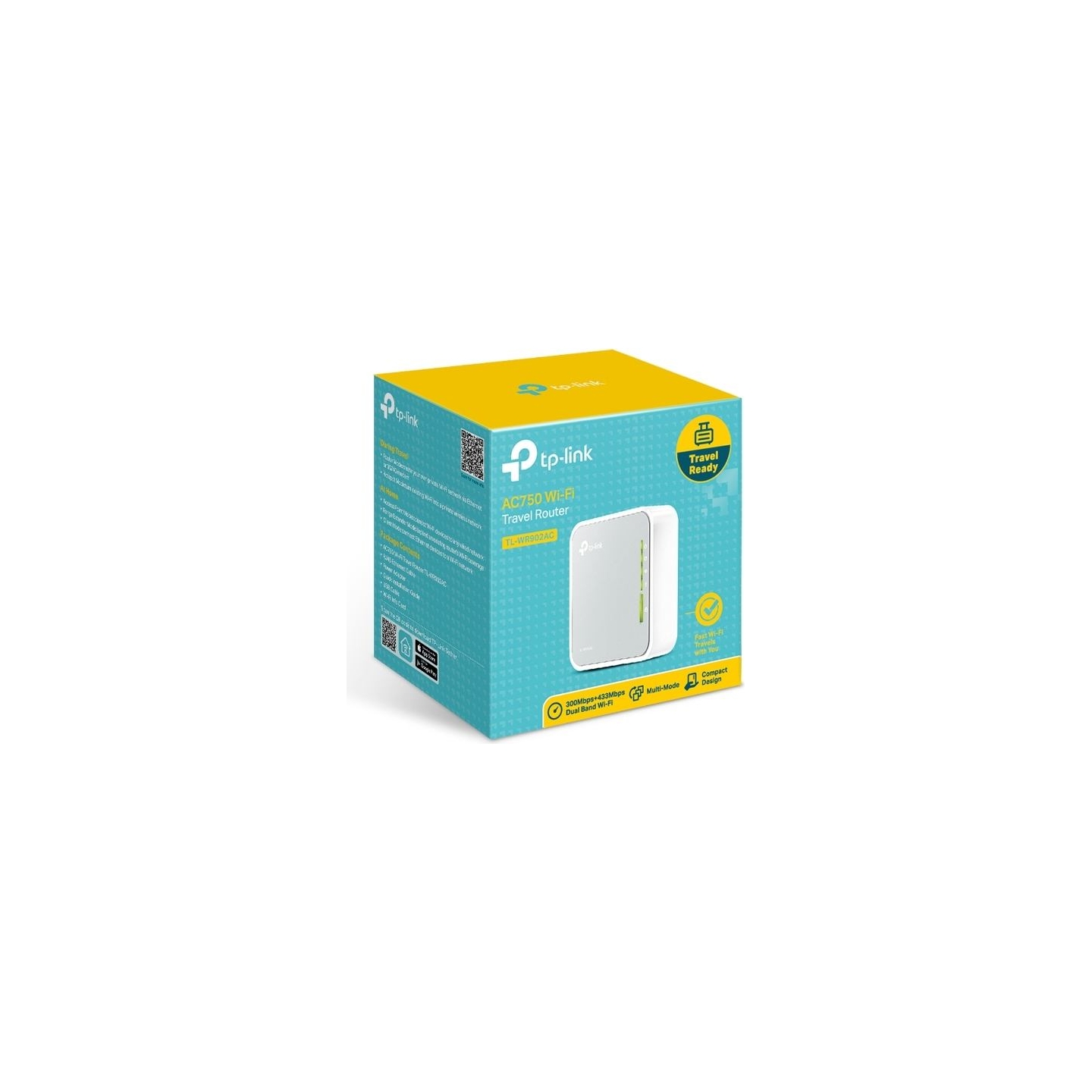 Tp-Link | Router | TL-WR902AC | 802.11ac | 300+433 Mbit/s | 10/100 Mbit/s | Ethernet LAN (RJ-45) ports 1 | Mesh Support No | MU-