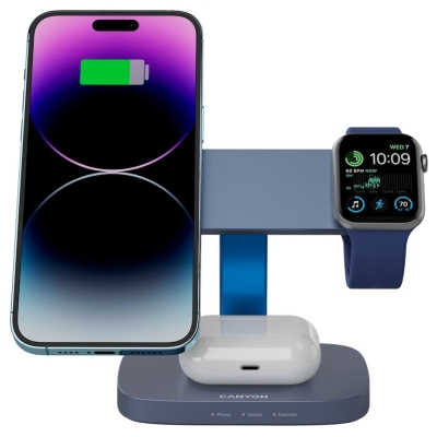 Canyon Wireless Charging Station Hexagon 310 3in1 DarkGrey/Blue