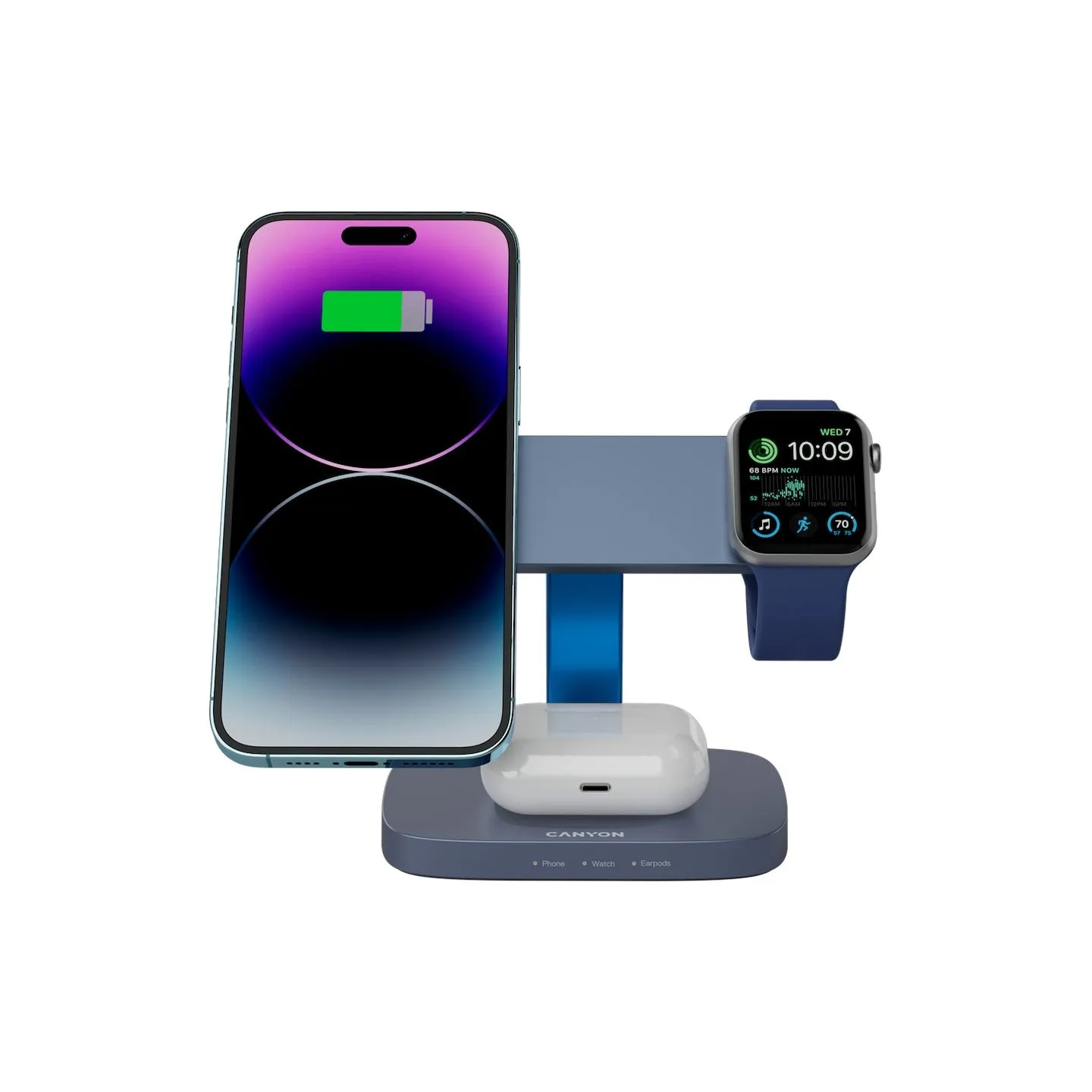 Canyon Wireless Charging Station Hexagon 310 3in1 DarkGrey/Blue