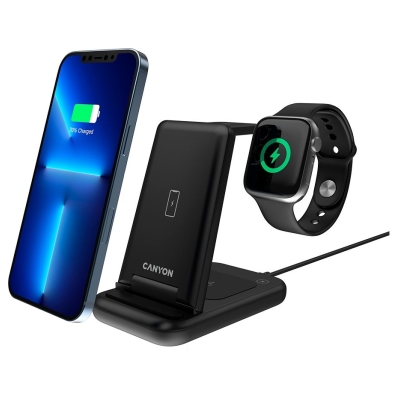 Canyon wireless charger WS-304 15W 3in1 Black