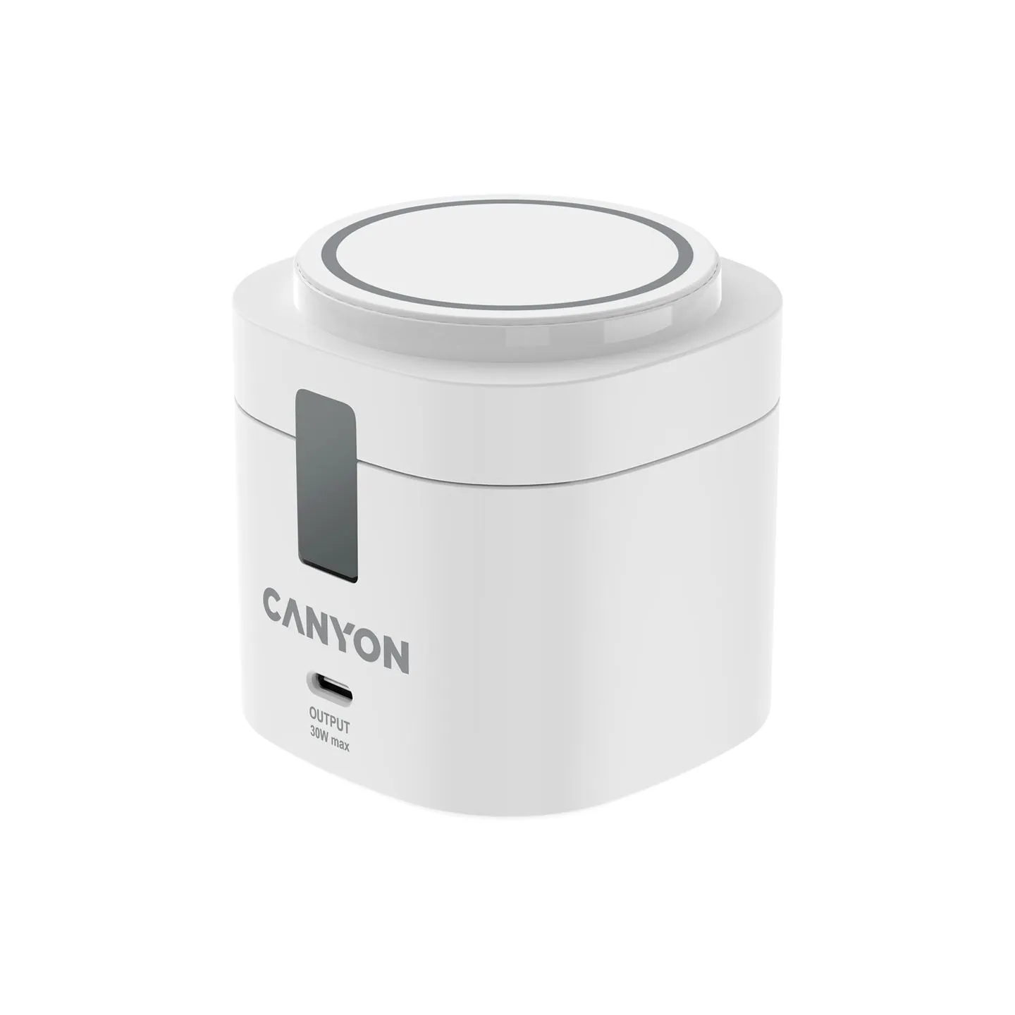 Canyon 4 in 1 Wireless Charging Stand, 30W max, Size: 70x70x70.3mm, weight: 414g, with 65W charger and 1M cable, white