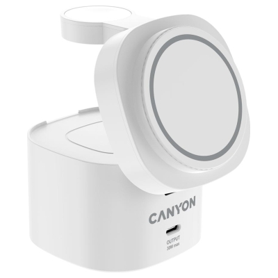 Canyon 4 in 1 Wireless Charging Stand, 30W max, Size: 70x70x70.3mm, weight: 414g, with 65W charger and 1M cable, white