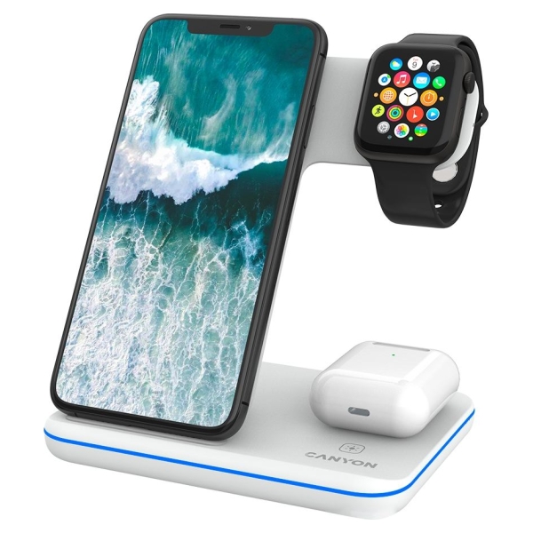 Canyon wireless charger WS-303 15W 3in1 White