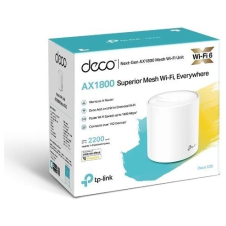 Tp-Link Wireless Router|TP-LINK|Wireless Router|1800 Mbps|Mesh|IEEE 802.11a|IEEE 802.11n|IEEE 802.11ac|IEEE 802.11ax|DECOX20(1-P
