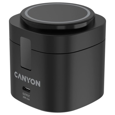 Canyon 4 in 1 Wireless Charging Stand, 30W max, Size: 70x70x70.3mm, weight: 414g, with 65W charger and 1M cable, black