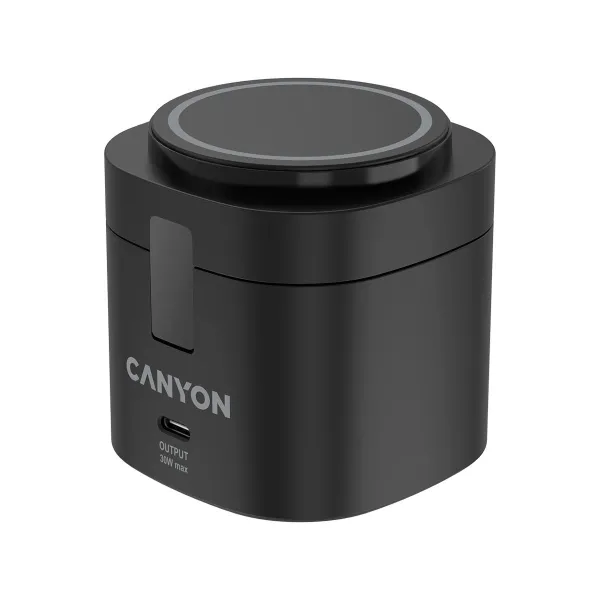 Canyon 4 in 1 Wireless Charging Stand, 30W max, Size: 70x70x70.3mm, weight: 414g, with 65W charger and 1M cable, black