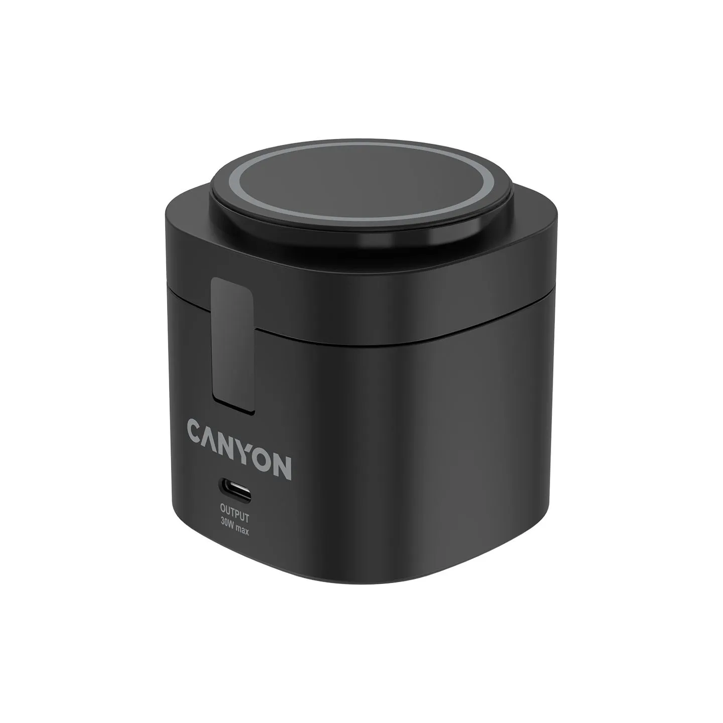 Canyon 4 in 1 Wireless Charging Stand, 30W max, Size: 70x70x70.3mm, weight: 414g, with 65W charger and 1M cable, black