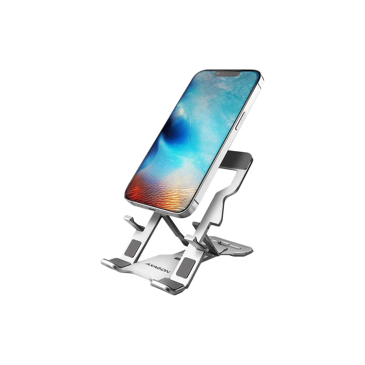 Axagon STND-M PHONE / TABLET STANDAluminum stand for 4“ – 10.5“ phones and tablets. Five adjustable positions.
