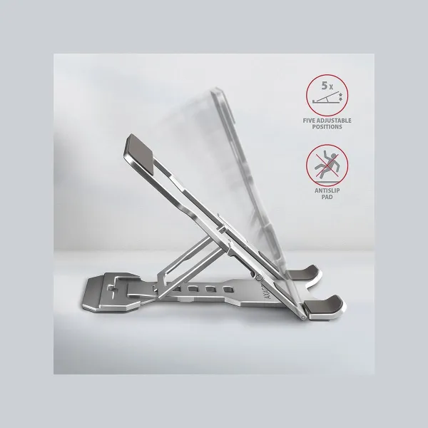 Axagon STND-M PHONE / TABLET STANDAluminum stand for 4“ – 10.5“ phones and tablets. Five adjustable positions.