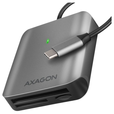Axagon Aluminum high-speed USB-C 3.2 Gen 1 memory card reader. 3 slots, UHS-II.