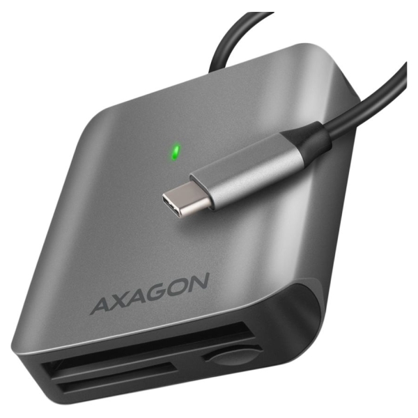 Axagon Aluminum high-speed USB-C 3.2 Gen 1 memory card reader. 3 slots, UHS-II.