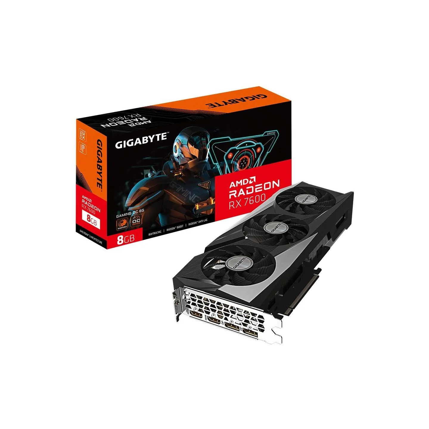 Gigabyte Graphics Card|GIGABYTE|AMD Radeon RX 7600|8 GB|GDDR6|128 bit|PCIE 4.0 16x|2xHDMI|2xDisplayPort|GV-R76GAMINGOC-8GD1.1