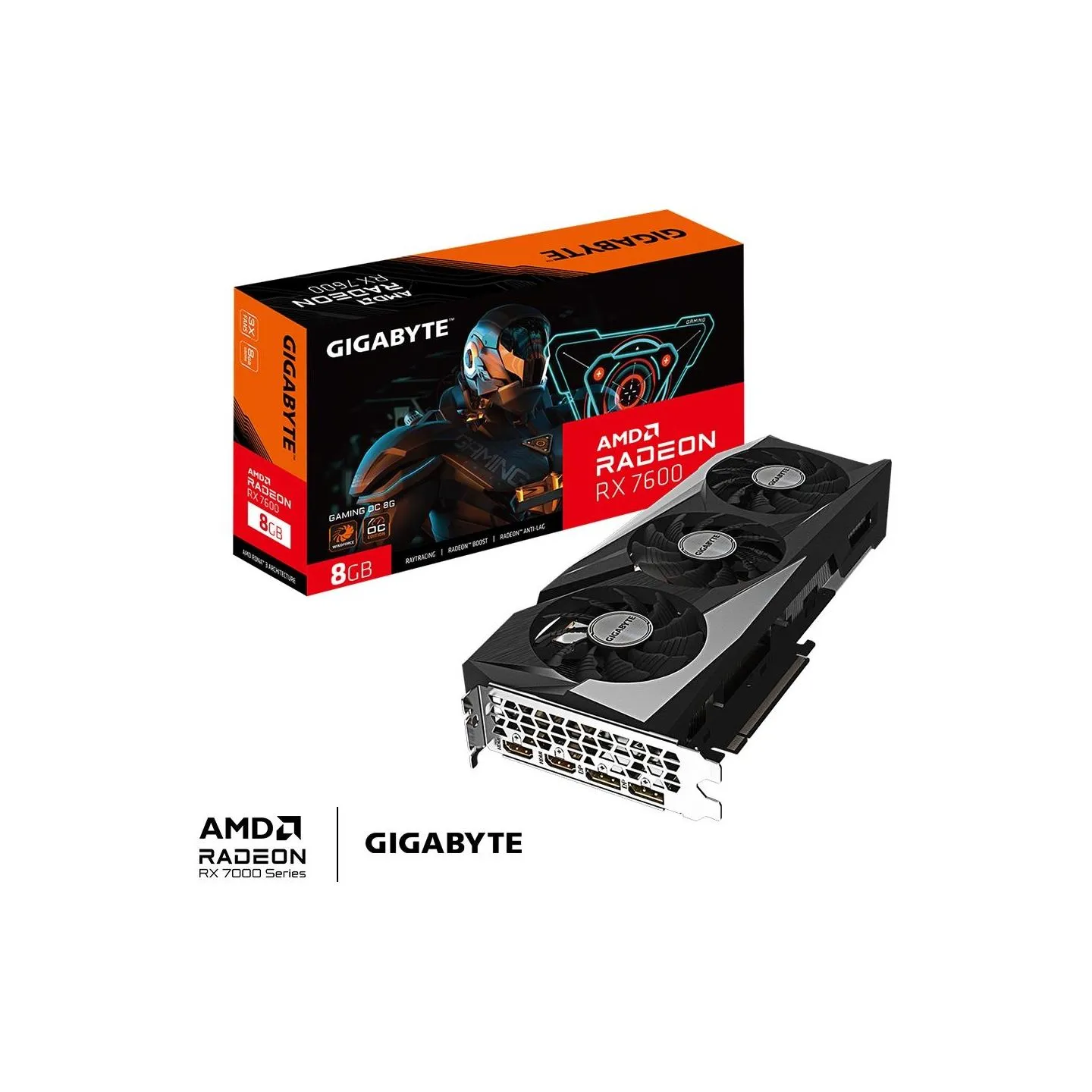 Gigabyte Graphics Card|GIGABYTE|AMD Radeon RX 7600|8 GB|GDDR6|128 bit|PCIE 4.0 16x|2xHDMI|2xDisplayPort|GV-R76GAMINGOC-8GD1.1