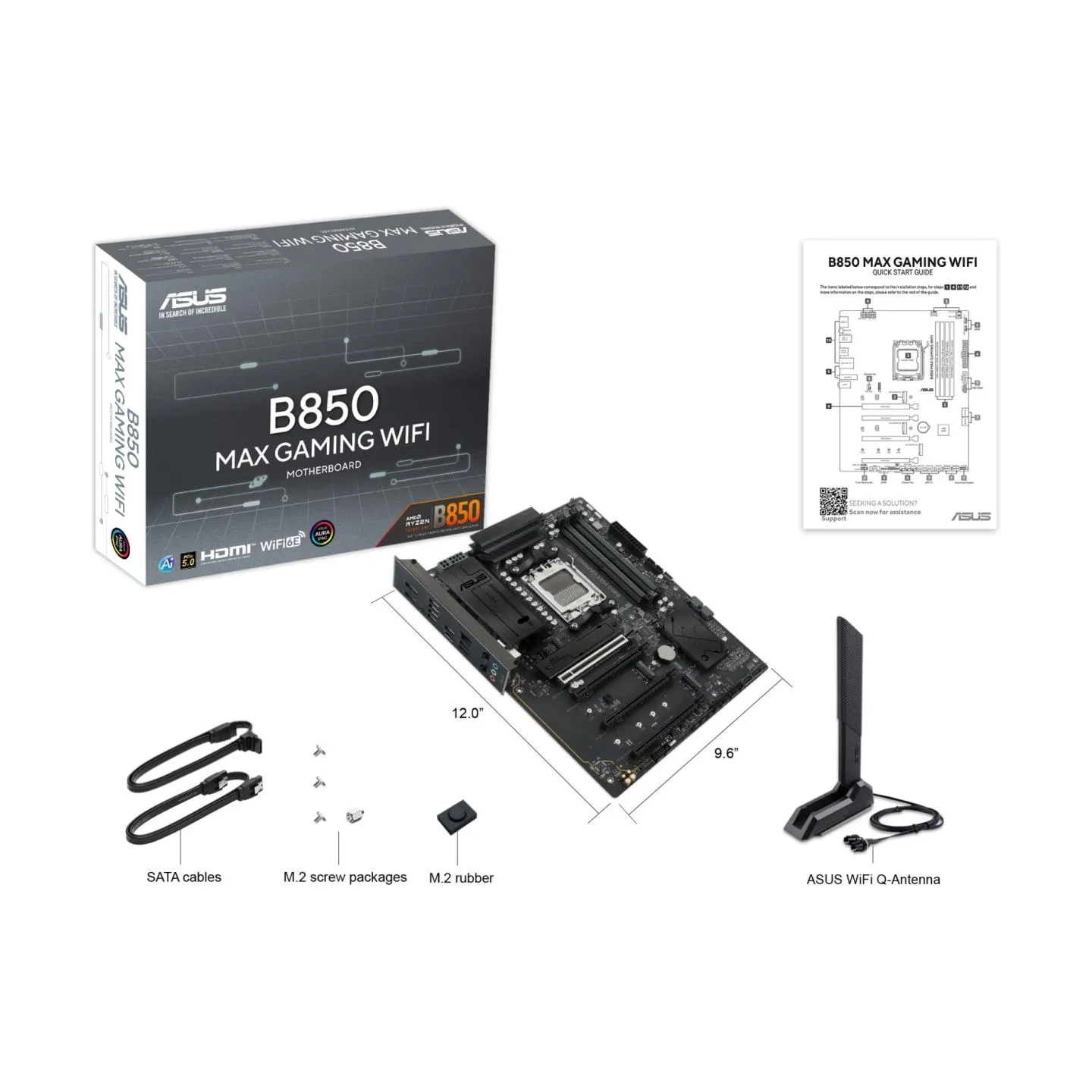 Asus Mainboard|ASUS|AMD B850|Socket AM5|ATX|RAM DDR5-SDRAM|4xSlots|Wi-Fi Yes|Bluetooth Yes|3xNumber of M.2 (M) slots|B850MAXGAMI