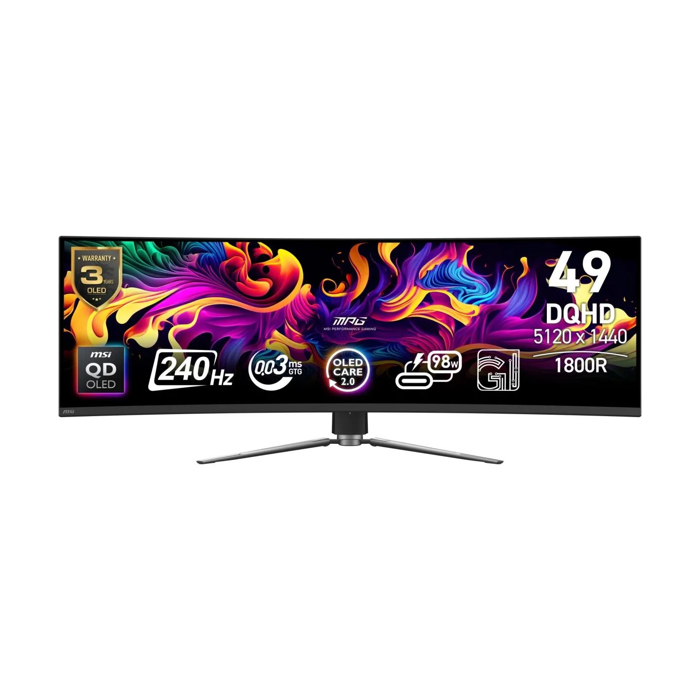 MSI Monitor|MSI|49 "|5120 x 1440 pixels|Dual QHD|Native aspect ratio 32:9|QD-OLED|Curved|MPG491CQPXQD-OLED