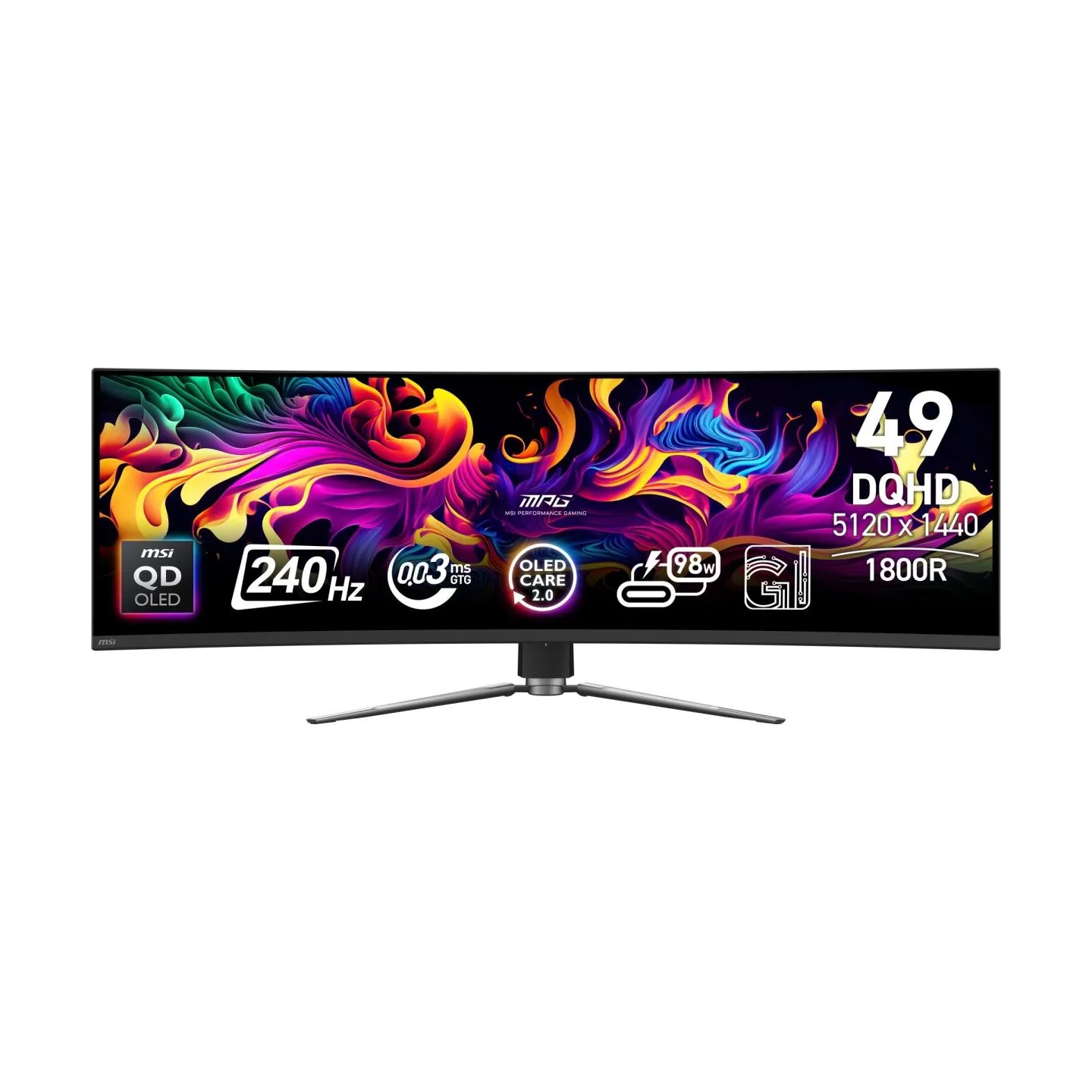 MSI Monitor MPG 491CQPX QD-OLED LED/QD-LED/Curved/240Hz/49 inches/Black