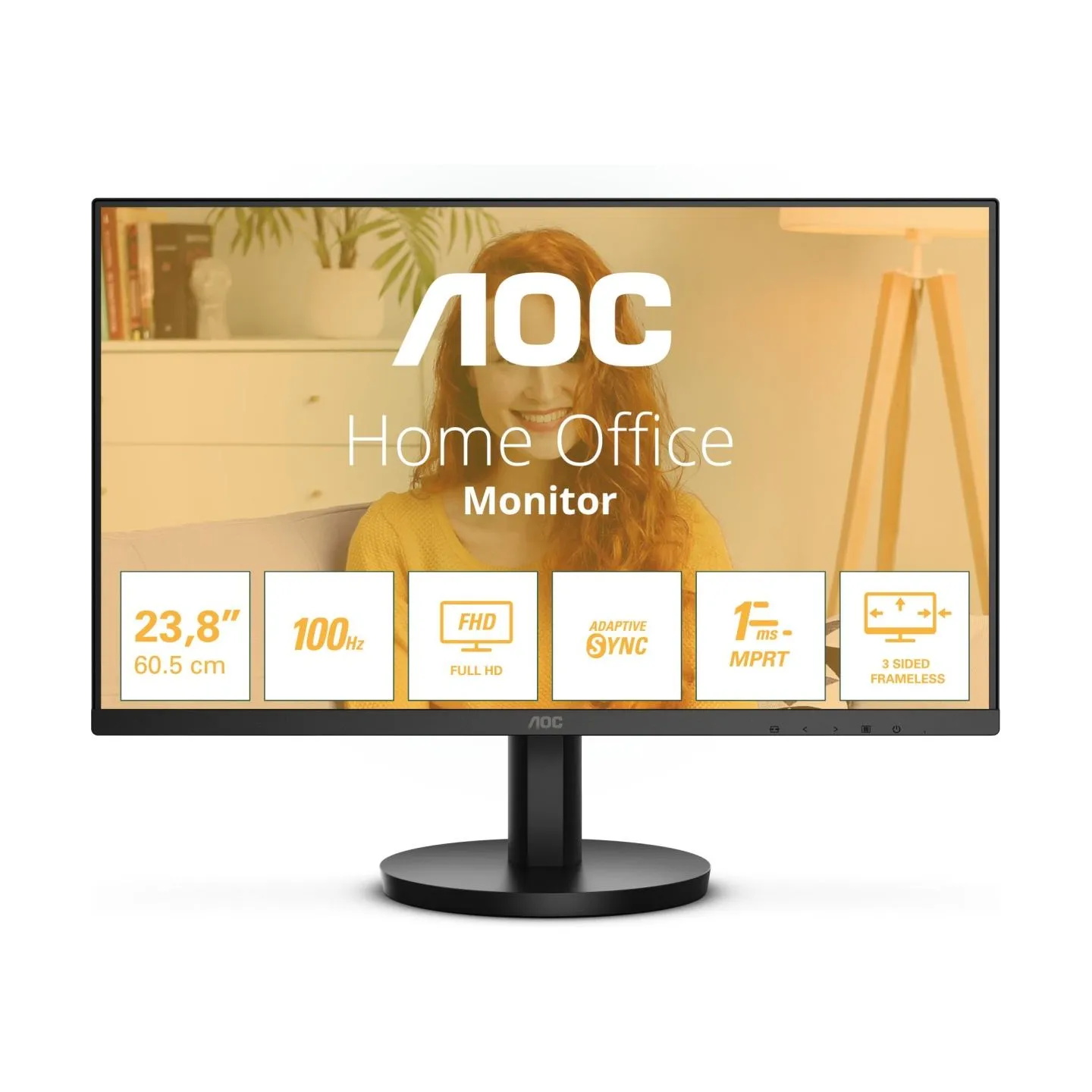 AOC LCD Monitor|AOC|24"|Panel VA|1920x1080|16:9|100 Hz|Matte|1 ms|Speakers|Tilt|Colour Black|24B3HMA2