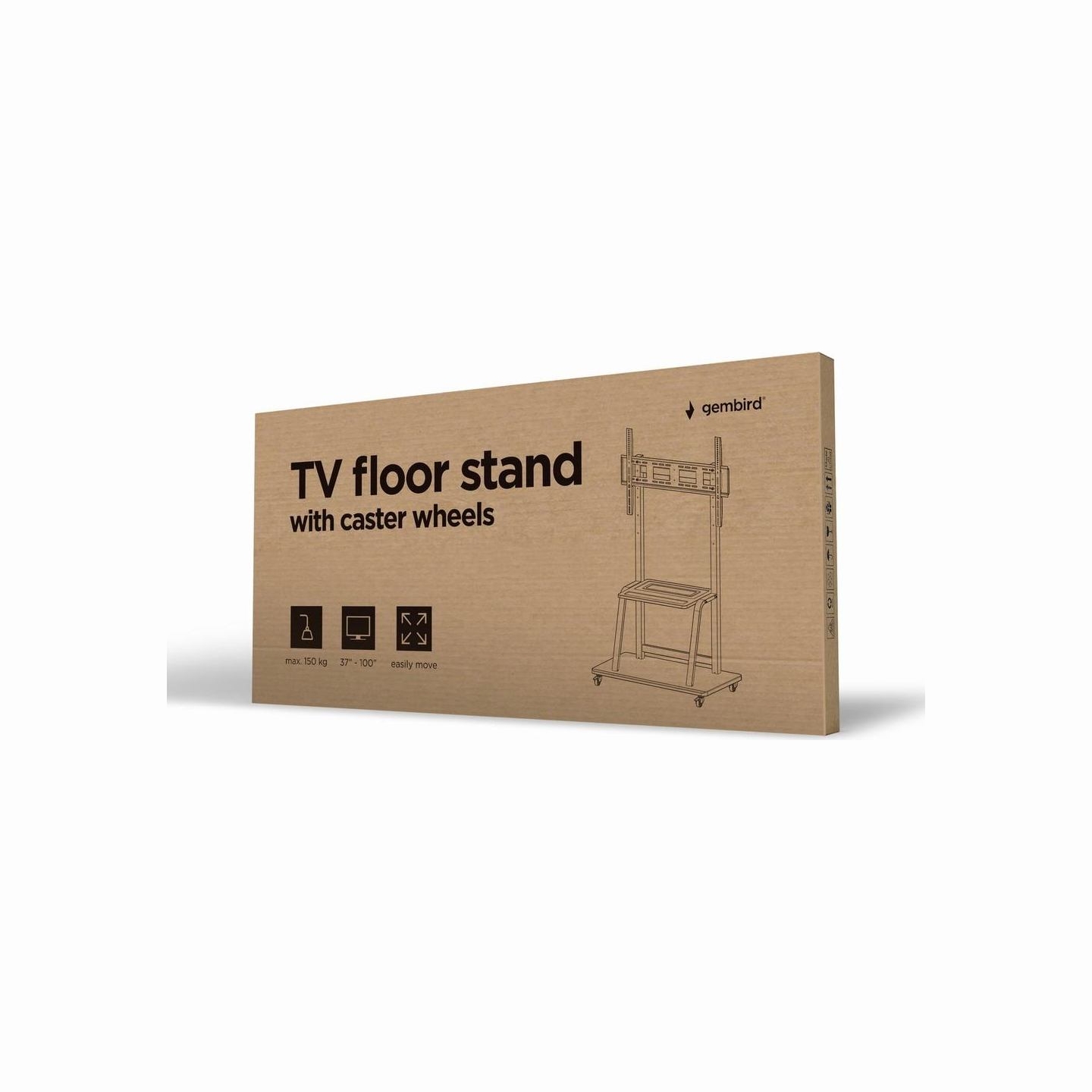 Gembird TV floor stand with caster wheel