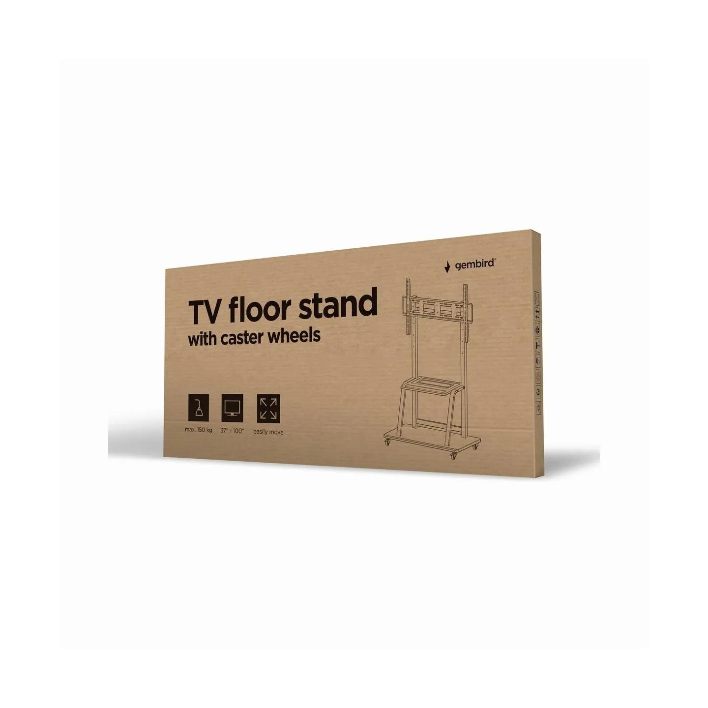 Gembird TV floor stand with caster wheel
