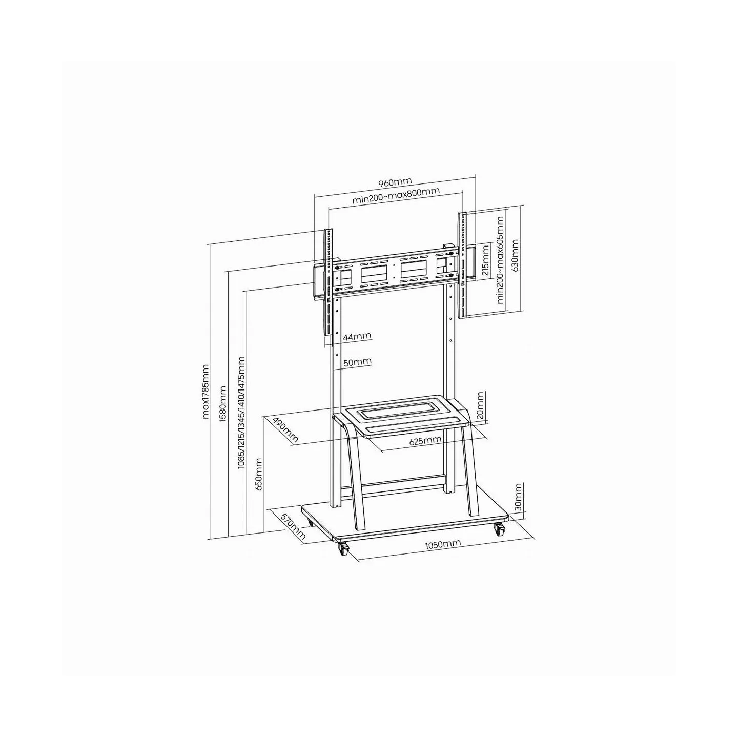 Gembird TV floor stand with caster wheel