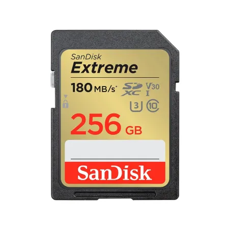 Sandisk Extreme 256GB SDXC Memory Card + 1 year RescuePRO Deluxe up to 180MB/s & 130MB/s Read/Write speeds, UHS-I, Class 10, U3,