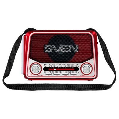 Sven Speaker SVEN SRP-150, red (3W, Bluetooth, FM/AM/SW, USB, microSD, flashlight, battery)