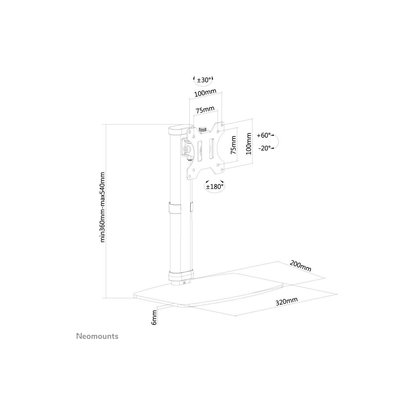 Neomounts NEWSTAR FLAT SCREEN DESK MOUNT (STAND)  10-30" WHITE