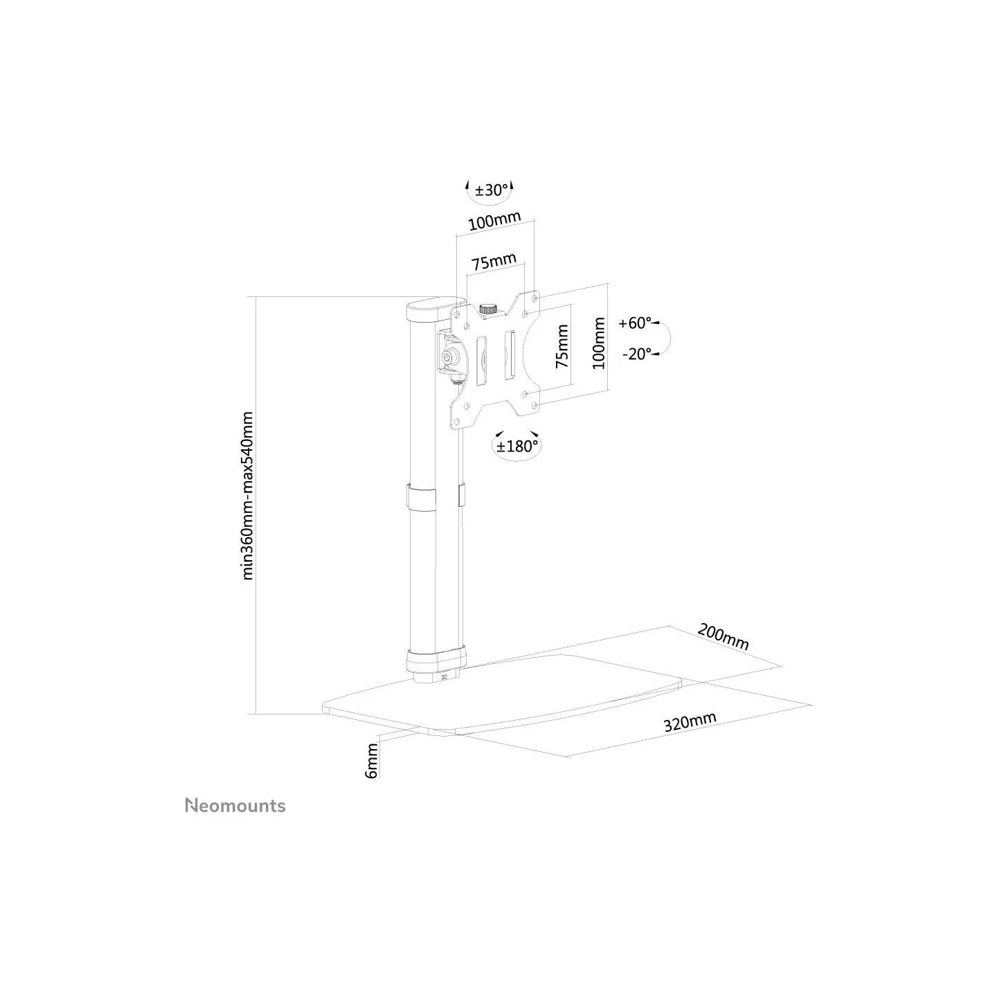 Neomounts NEWSTAR FLAT SCREEN DESK MOUNT (STAND)  10-30" WHITE