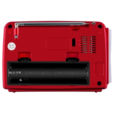 Sven Speaker SVEN SRP-150, red (3W, Bluetooth, FM/AM/SW, USB, microSD, flashlight, battery)