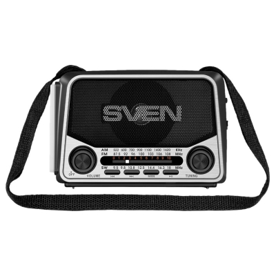 Sven Speaker SVEN SRP-150, gray (3W, Bluetooth, FM/AM/SW, USB, microSD, flashlight, battery)